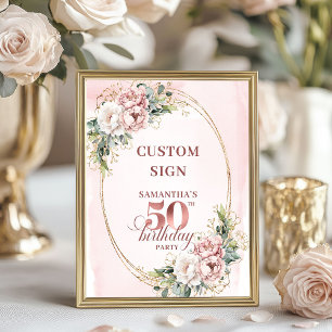 Poster Sofisticado Aniversário de 50 anos em Rose Gold Ed