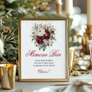 Poster Sofisticado Mimosa Bar Rubor Borgonha Floral Sig