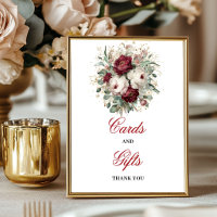 Sofisticado Sinal de Presentes de Mesa Burgundy Bl