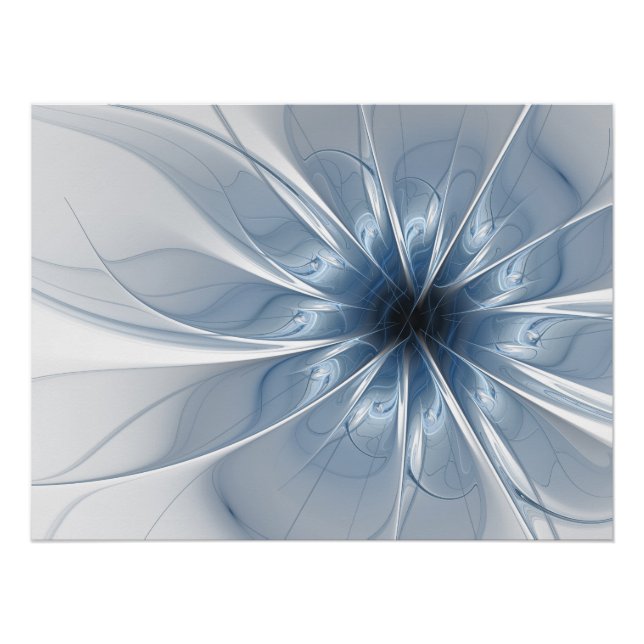 Pôster Soft and tenderness blue fractal fantasy flower cu (Frente)