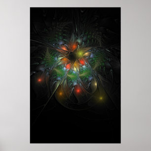 Poster Soft and tenderness fractal fantasy flowers