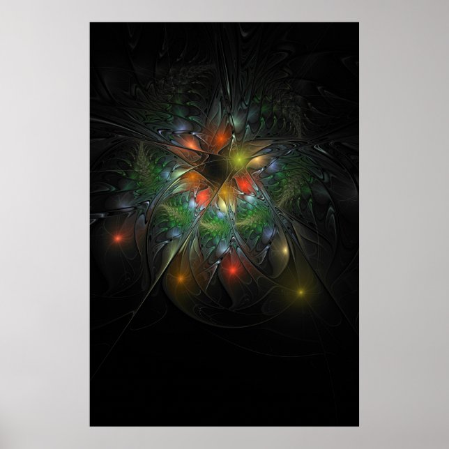 Poster Soft and tenderness fractal fantasy flowers (Frente)