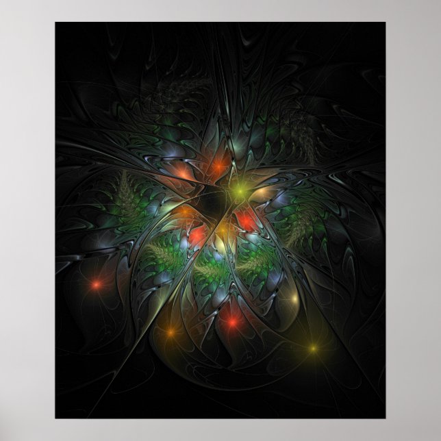 Poster Soft and tenderness fractal fantasy flowers  (Frente)