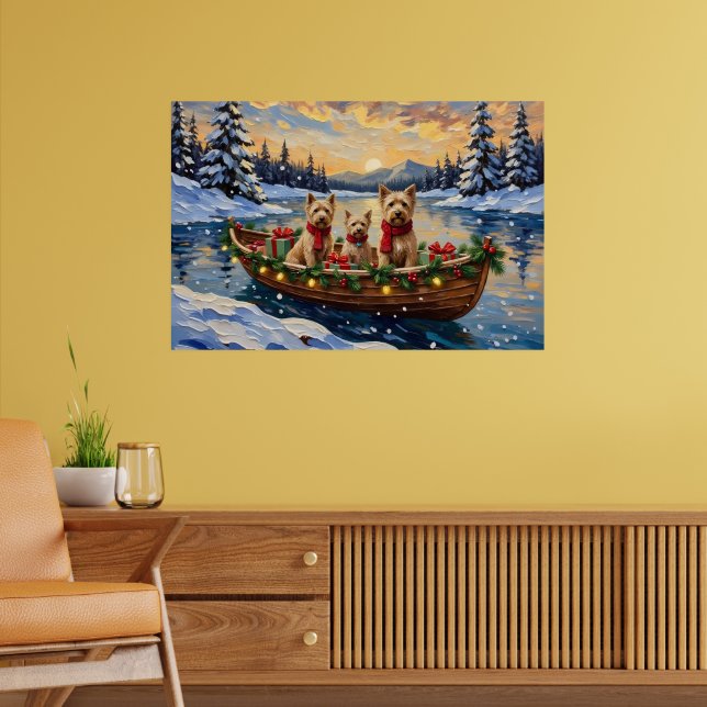 Poster Soft Coated Wheaten Terrier Christmas Boat Holiday (Sala de Estar 2)
