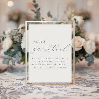 Poster Soft Dusty Blue Audio Guestbook Wedding Sign