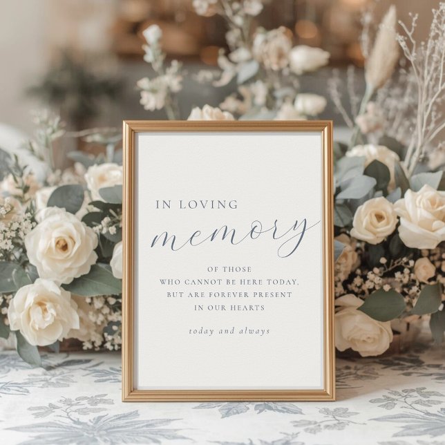 Poster Soft Dusty Blue In Loving Memory Wedding Sign (Criador carregado)
