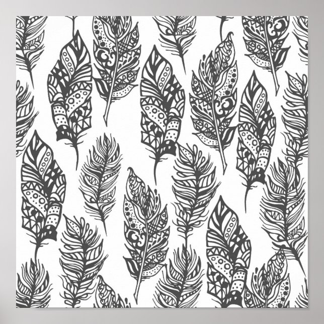 Pôster Soft Feathers Doodle 2 (Frente)