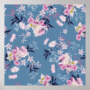 Poster Soft gentle and delicate Blooming garden floral wi