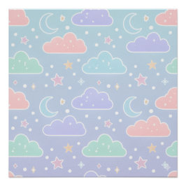 Pôster Soft Pastel Cloud Wall Art Poster