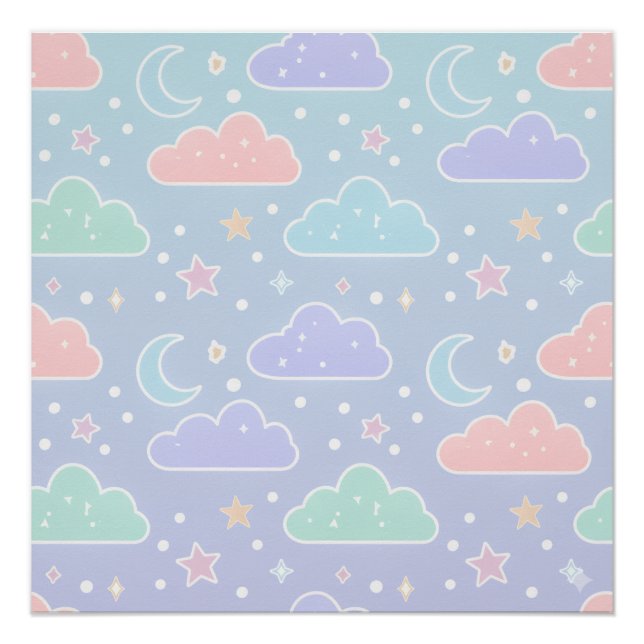 Pôster Soft Pastel Cloud Wall Art Poster (Frente)