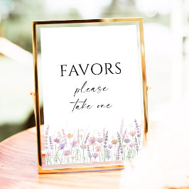 Poster Soft Pastel Floral Wildflower Wedding Favors Sign
