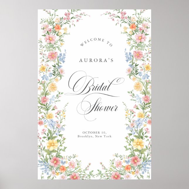 Poster Soft Pastel Ornate Spring Bridal Shower Welcome (Frente)