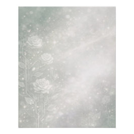 Pôster Soft sage and frosted white florals AI art 