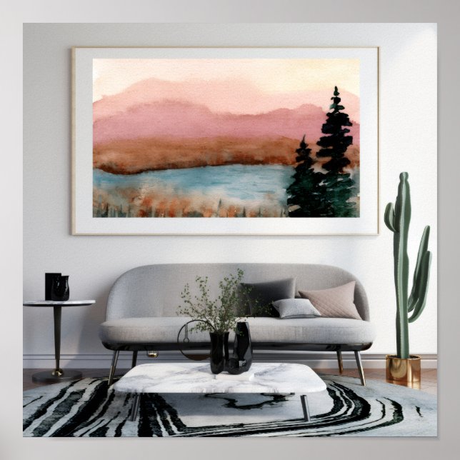 Poster Soft Watercolor Landscape Wall Art – Modern Minima (Frente)