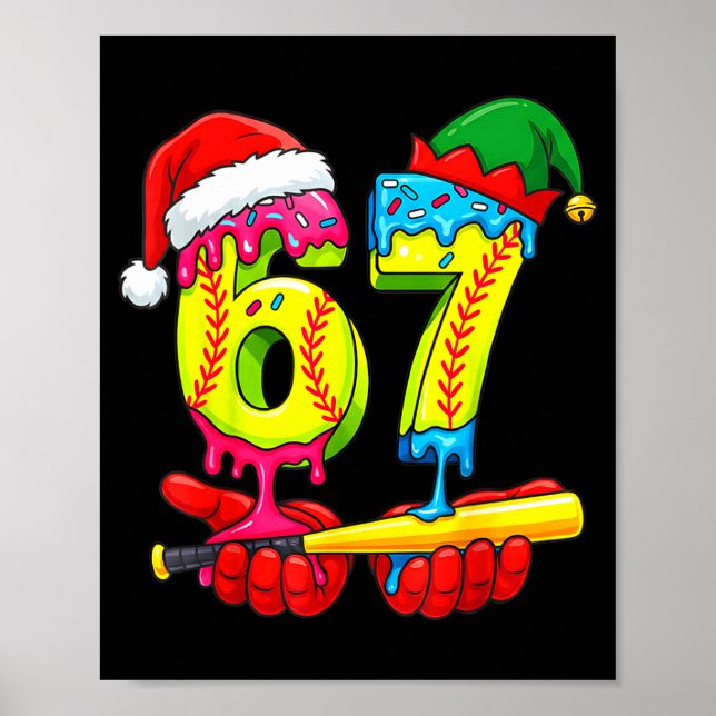 Poster Softball 67 Ice Cream Drip Six Seven Boys Funny Ch (Frente)