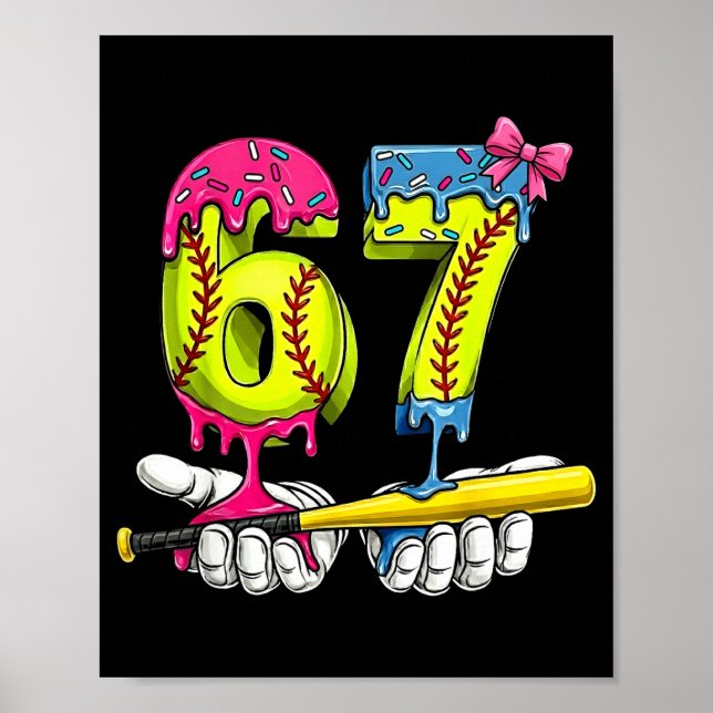 Poster Softball 67 Ice Cream Drip Six Seven Boys Funny Me (Frente)