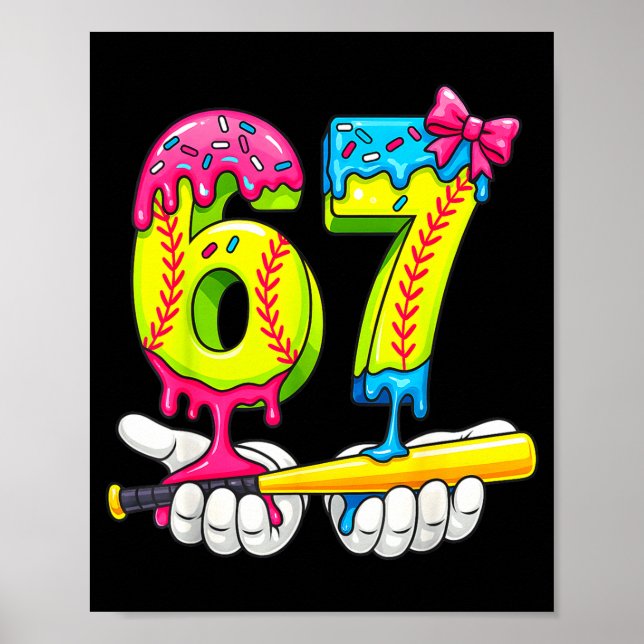Poster Softball 67 Ice Cream Drip Six Seven Boys Funny Me (Frente)