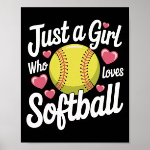 Poster Softball Apenas Uma Garota Que Ama Softball