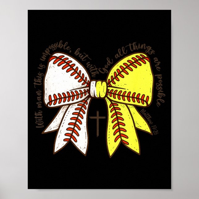 Poster Softball Baseball Mom Bow Christian With Man This  (Frente)