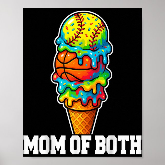 Poster Softball Basketball Mom Ice Cream Drip Summer Game (Frente)