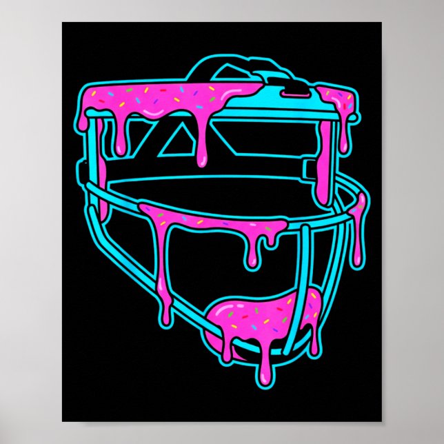 Poster Softball Catcher Drip Ice Cream Mask Sprinkles Gam (Frente)