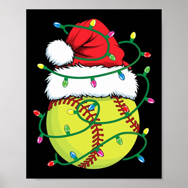 Poster Softball com Papai Noel Meninas Natal X (Frente)