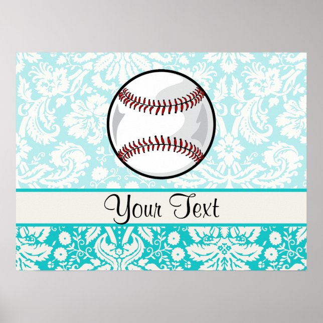 Poster Softball de Cor damasco Teal (Frente)