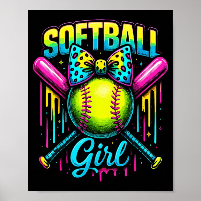 Poster Softball Girl Drip Funny Softball Player  (Frente)