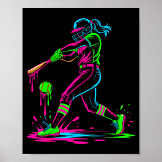 Poster Softball girl ice cream softball drip 