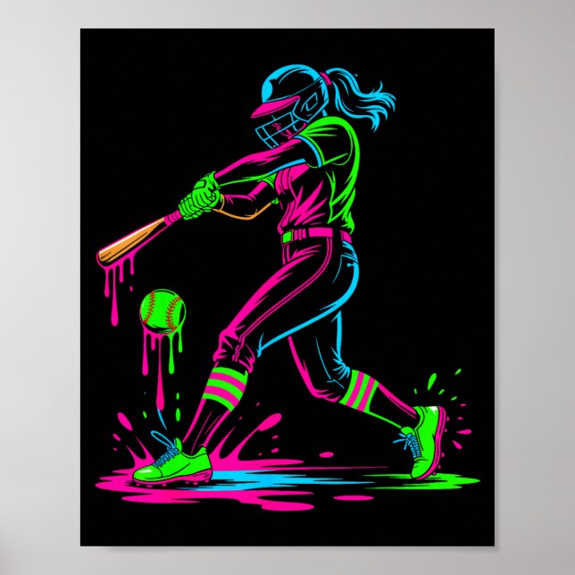 Poster Softball girl ice cream softball drip  (Frente)