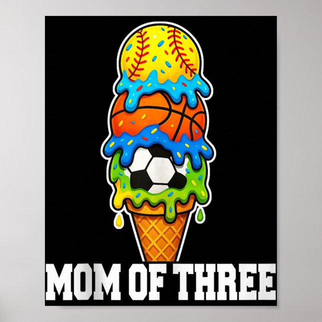 Poster Softball Soccer Basketball Mom Ice Cream Summer Ga (Frente)