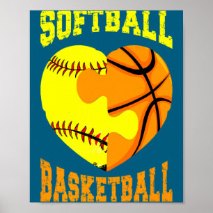Poster Softbol basquete esportes coração atividade hobby