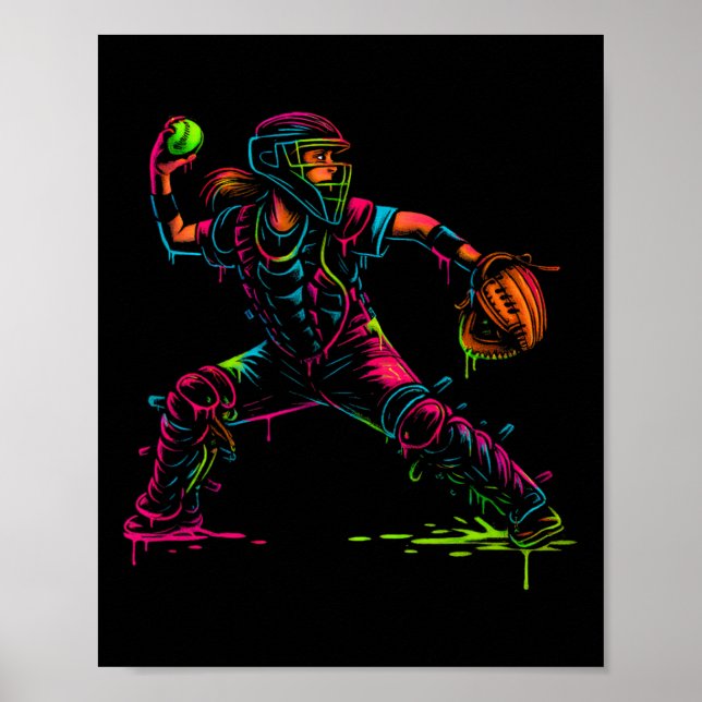 Poster Softll Catcher Dad Pitcher Fastpitch Coach Fathers (Frente)