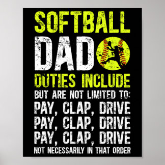 Poster Softll Dad Duties Dad Of A Softll Player Dad 