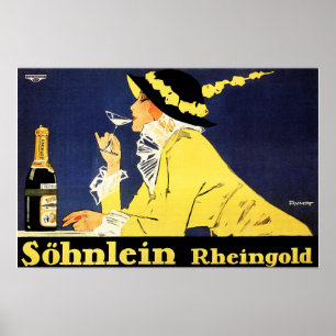 Poster SoHNLEIN RHEINGOLD alemão champanhe por Fritz Rump
