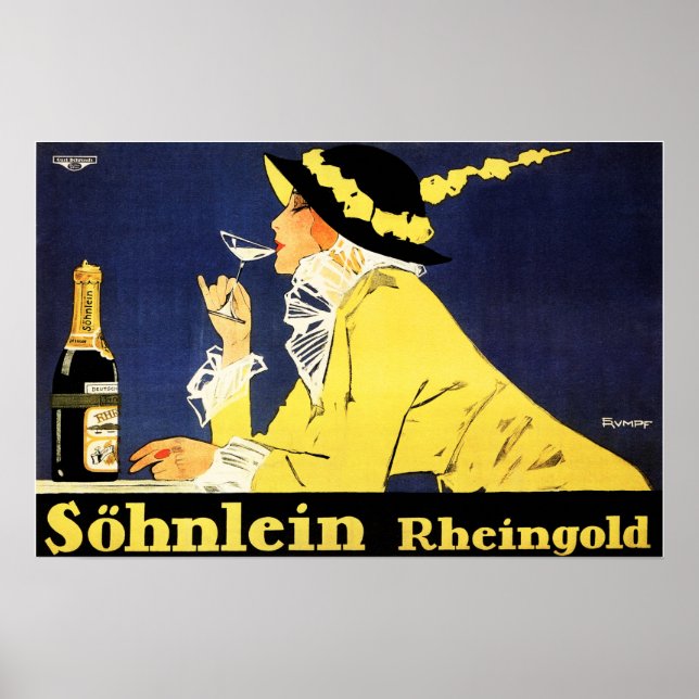 Poster SoHNLEIN RHEINGOLD alemão champanhe por Fritz Rump (Frente)