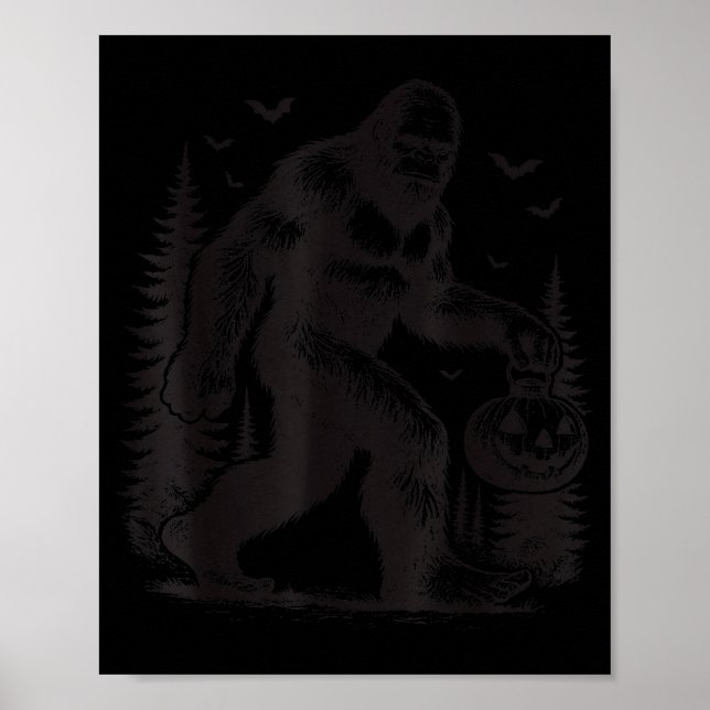 Poster Soky Halloween Bigfoot Pumskin Shirt Men Women  (Frente)