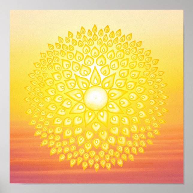 Poster Sol Amarelo brilhante Mandala Sunset (Frente)
