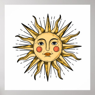Poster Sol amarelo com rosto
