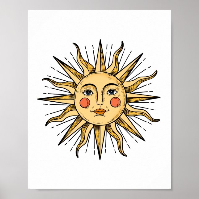 Poster Sol amarelo com rosto  (Frente)