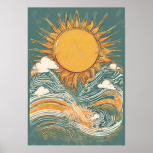 Poster Sol brilhante acima do Sol Ilustração de Parede Po