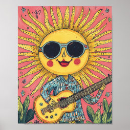 Poster Sol Brilhante Tocando Violão