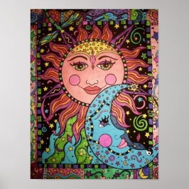 Pôster Sol Celestial e Gráfico da Lua