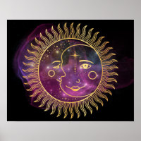 Sol Celestial Roxo e Lua