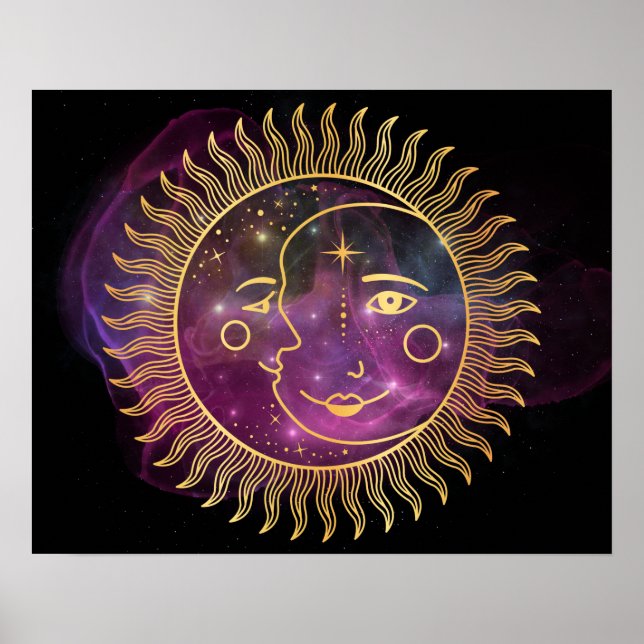 Poster Sol Celestial Roxo e Lua (Frente)