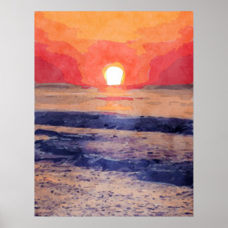 Pôster Sol da Manhã sobre Oceano Atlântico