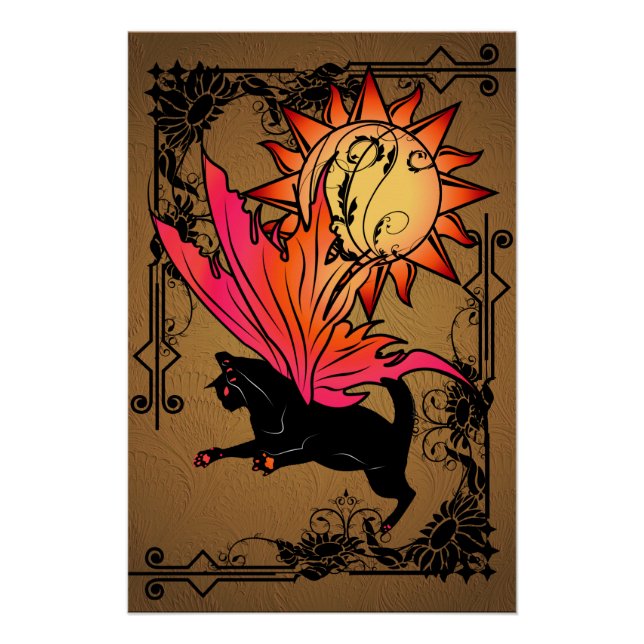 Pôster Sol de gato cósmico (Frente)