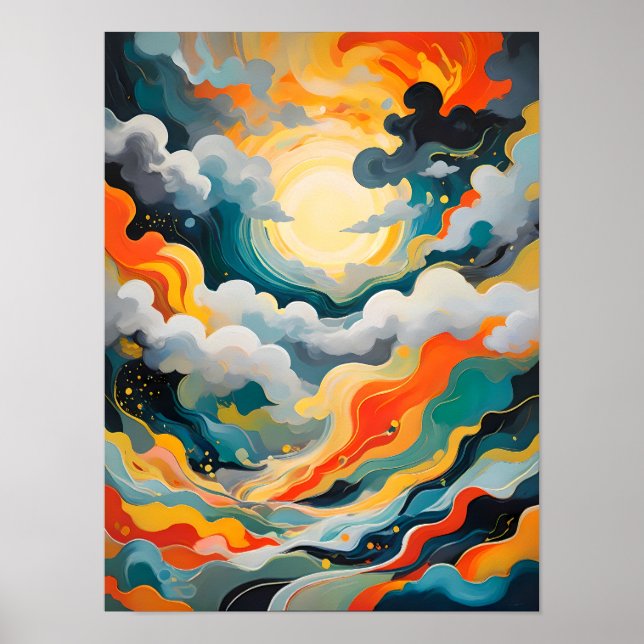 Poster Sol dourado Abstrato vibrante - Horizontes Radiant (Frente)