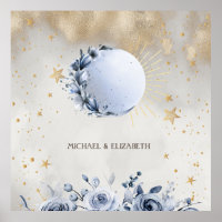 Sol Dourado Celestial, Rosas de Lua Azul Douradas 