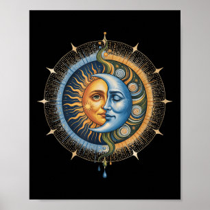 Poster Sol e Lua Celestial Boho Místico Hippie 90s _3